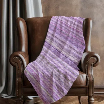 Addison Rugs Addison Machine Washable Sherpa Asb598 Stripes Throw Blanket In Purple