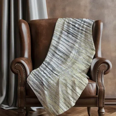 Addison Rugs Addison Machine Washable Sherpa Asb604 Stripes Throw Blanket In Gray