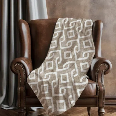 Addison Rugs Addison Machine Washable Sherpa Asb621 Geometric Throw Blanket In Brown