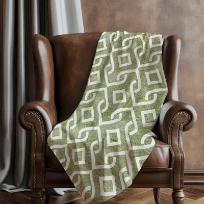 Addison Rugs Addison Machine Washable Sherpa Asb621 Geometric Throw Blanket In Olive