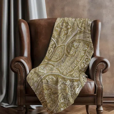 Addison Rugs Addison Machine Washable Sherpa Asb623 Paisley Throw Blanket In Multi