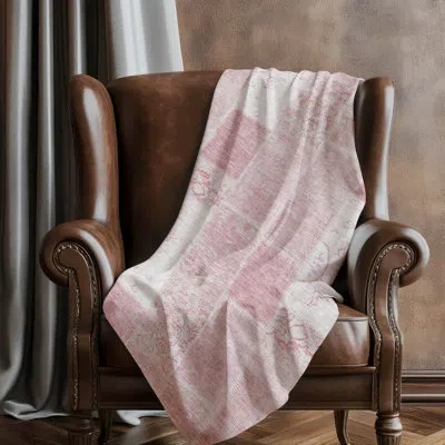 Addison Rugs Addison Machine Washable Sherpa Asb631 Patchwork Throw Blanket In Pink