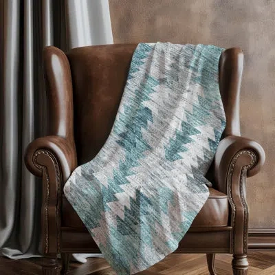 Addison Rugs Addison Machine Washable Sherpa Asb632 Modern Throw Blanket In Blue