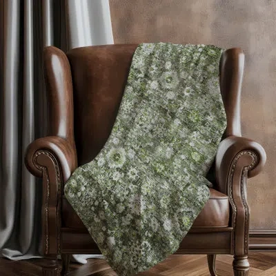Addison Rugs Addison Machine Washable Sherpa Asb651 Oriental Throw Blanket In Green