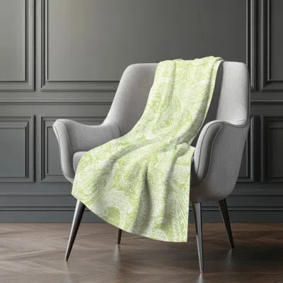 Addison Rugs Addison Machine Washable Sherpa Asb654 Paisley Throw Blanket In Green