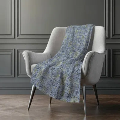 Addison Rugs Addison Machine Washable Sherpa Asb660 Floral Throw Blanket In Blue