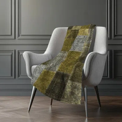 Addison Rugs Addison Machine Washable Sherpa Asb663 Patchwork Throw Blanket In Green