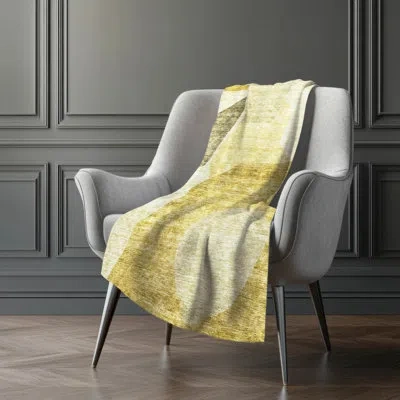 Addison Rugs Addison Machine Washable Sherpa Asb665 Abstract Throw Blanket In Gold