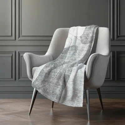 Addison Rugs Addison Machine Washable Sherpa Asb672 Abstract Throw Blanket In Gray