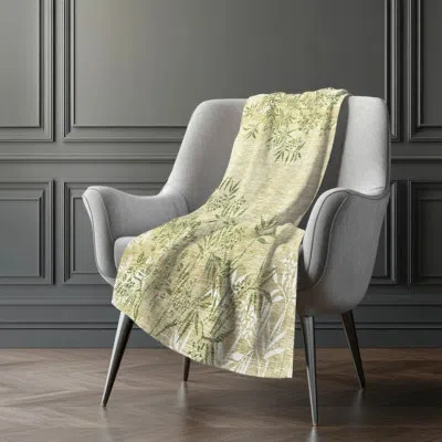 Addison Rugs Addison Machine Washable Sherpa Asb673 Floral Throw Blanket In Khaki