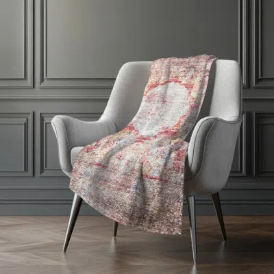 Addison Rugs Addison Machine Washable Sherpa Asb675 Oriental Throw Blanket In Red