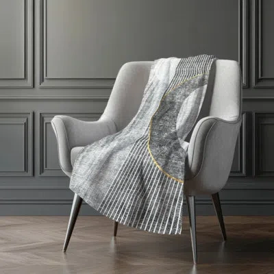 Addison Rugs Addison Machine Washable Sherpa Asb676 Modern Throw Blanket In Charcoal