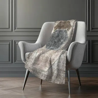 Addison Rugs Addison Machine Washable Sherpa Asb679 Geometric Throw Blanket In Neutral