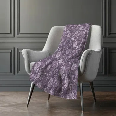 Addison Rugs Addison Machine Washable Sherpa Asb680 Floral Throw Blanket In Purple