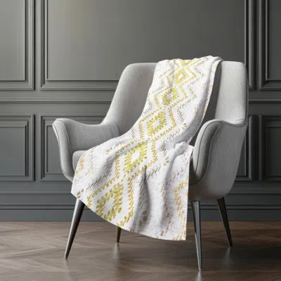 Addison Rugs Addison Machine Washable Sherpa Asb683 Geometric Throw Blanket In White
