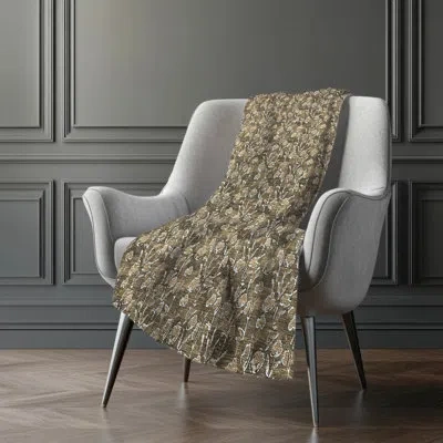 Addison Rugs Addison Machine Washable Sherpa Asb692 Floral Throw Blanket In Brown