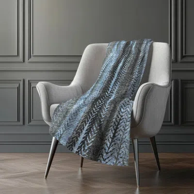 Addison Rugs Addison Machine Washable Sherpa Asb693 Stripes Throw Blanket In Blue