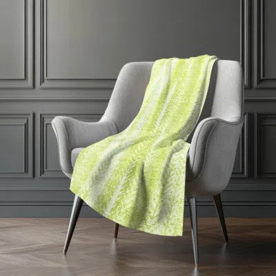 Addison Rugs Addison Machine Washable Sherpa Asb694 Stripes Throw Blanket In Green