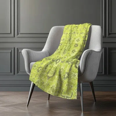 Addison Rugs Addison Machine Washable Sherpa Asb697 Oriental Throw Blanket In Green
