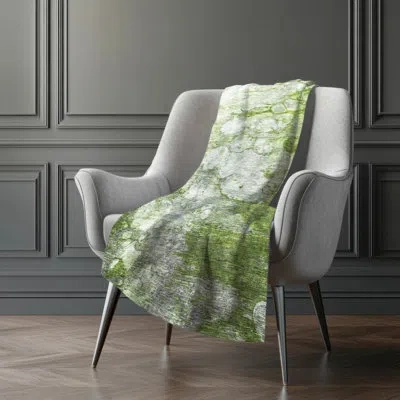 Addison Rugs Addison Machine Washable Sherpa Asb698 Abstract Throw Blanket In Green