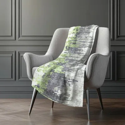 Addison Rugs Addison Machine Washable Sherpa Asb704 Modern Throw Blanket In Green