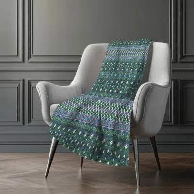 Addison Rugs Addison Machine Washable Sherpa Asb708 Boho Throw Blanket In Green