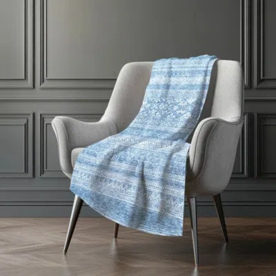 Addison Rugs Addison Machine Washable Sherpa Asb714 Southwest Throw Blanket In Blue