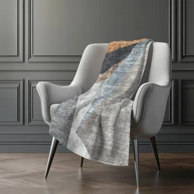 Addison Rugs Addison Machine Washable Sherpa Asb715 Art Deco Throw Blanket In Taupe