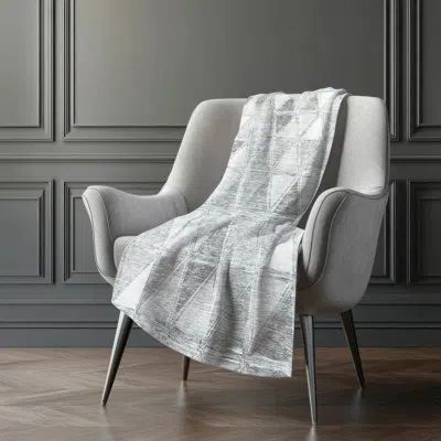 Addison Rugs Addison Machine Washable Sherpa Asb722 Geometric Throw Blanket In Gray