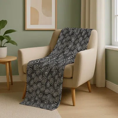 Addison Rugs Addison Machine Washable Sherpa Asb728 Circles Throw Blanket In Black