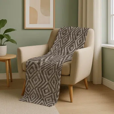 Addison Rugs Addison Machine Washable Sherpa Asb733 Geometric Throw Blanket In Brown