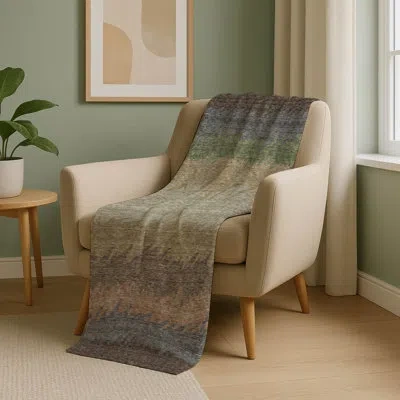 Addison Rugs Addison Machine Washable Sherpa Asb736 Stripes Throw Blanket In Multi
