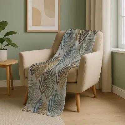 Addison Rugs Addison Machine Washable Sherpa Asb744 Floral Throw Blanket In Multi