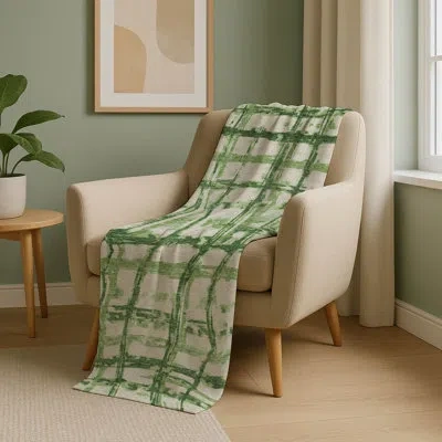 Addison Rugs Addison Machine Washable Sherpa Asb745 Stripes Throw Blanket In Green