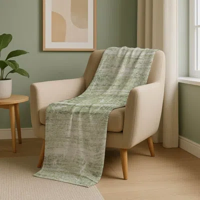 Addison Rugs Addison Machine Washable Sherpa Asb747 Modern Throw Blanket In Green