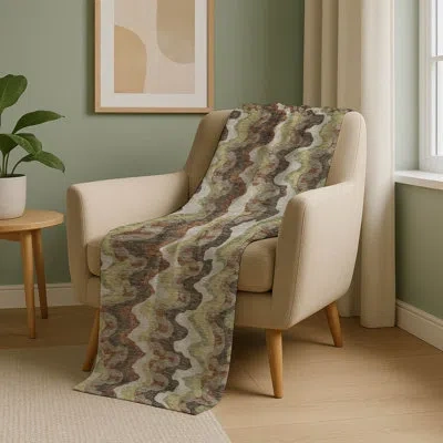 Addison Rugs Addison Machine Washable Sherpa Asb750 Waves Throw Blanket In Multi