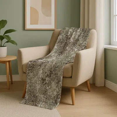 Addison Rugs Addison Machine Washable Sherpa Asb752 Floral Throw Blanket In Gray