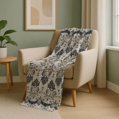 Addison Rugs Addison Machine Washable Sherpa Asb759 Vintage Throw Blanket In Black
