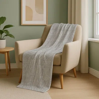 Addison Rugs Addison Machine Washable Sherpa Asb760 Stripes Throw Blanket In Neutral