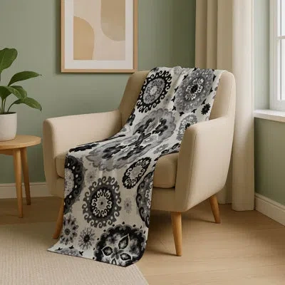 Addison Rugs Addison Machine Washable Sherpa Asb763 Kaleidoscope Throw Blanket In Black