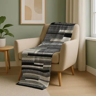 Addison Rugs Addison Machine Washable Sherpa Asb766 Stripes Throw Blanket In Multi