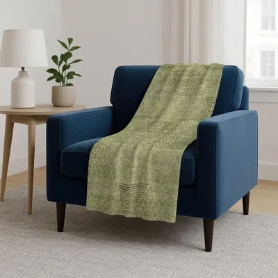 Addison Rugs Addison Machine Washable Sherpa Asb777 Geometric Throw Blanket In Green