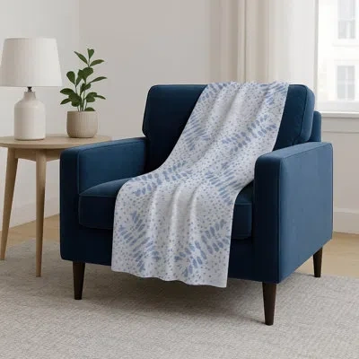Addison Rugs Addison Machine Washable Sherpa Asb778 Floral Throw Blanket In Blue