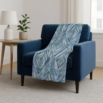Addison Rugs Addison Machine Washable Sherpa Asb780 Diamonds Throw Blanket In Blue
