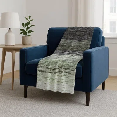Addison Rugs Addison Machine Washable Sherpa Asb786 Lines Throw Blanket In Green