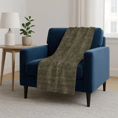 Addison Rugs Addison Machine Washable Sherpa Asb788 Floral Throw Blanket In Brown