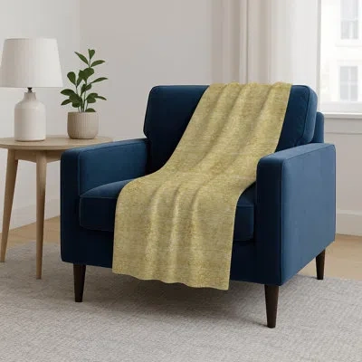 Addison Rugs Addison Machine Washable Sherpa Asb789 Floral Throw Blanket In Gold