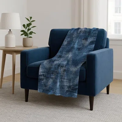 Addison Rugs Addison Machine Washable Sherpa Asb792 Lines Throw Blanket In Blue