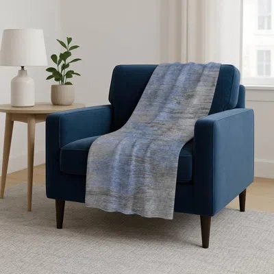 Addison Rugs Addison Machine Washable Sherpa Asb793 Lines Throw Blanket In Blue