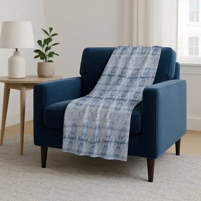Addison Rugs Addison Machine Washable Sherpa Asb799 Geometric Throw Blanket In Blue
